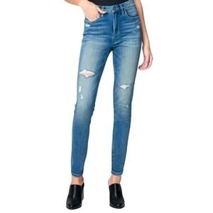 BLANK NYC The Bond Mid Rise Skinny Distressed Dangerous Game Jeans Sz 27